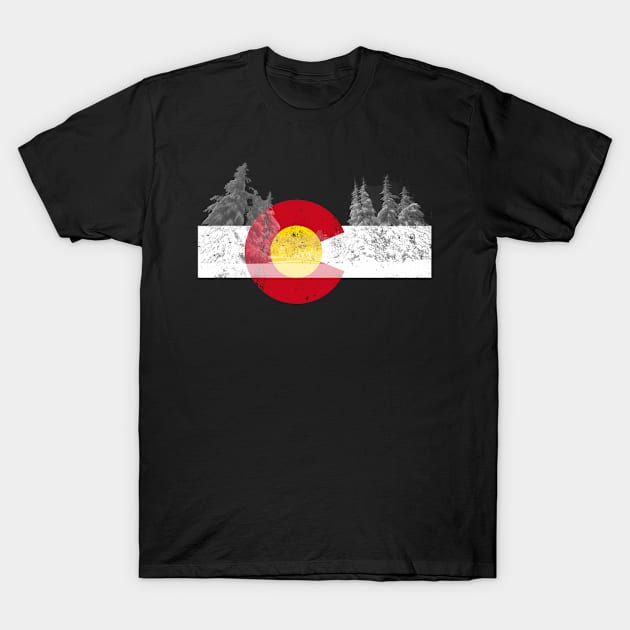 Colorado Flag Mountain Ski Trees Outdoor T-Shirt by SperkerFulis